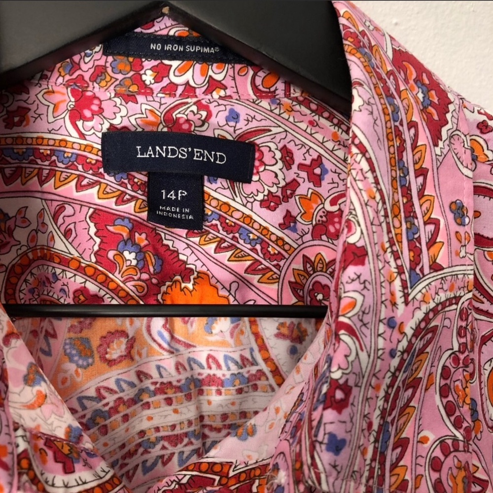 Lands' End Vibrant Paisley Button Down Shirt
